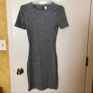 H&M Bodycon Ribbed Grey Melange Mini-dress